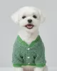 Κλασικό Green Melange Tweed Cardigan για Σκύλους - 4 Λευκά Κουμπιά & V-Neck Γιακά