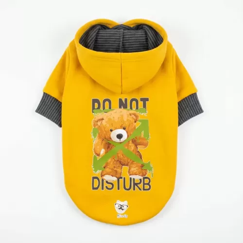 "Do Not Disturb" Teddy Bear Hoodie για Σκύλους - Κίτρινο με Αρκουδάκι | Fun Playful Style