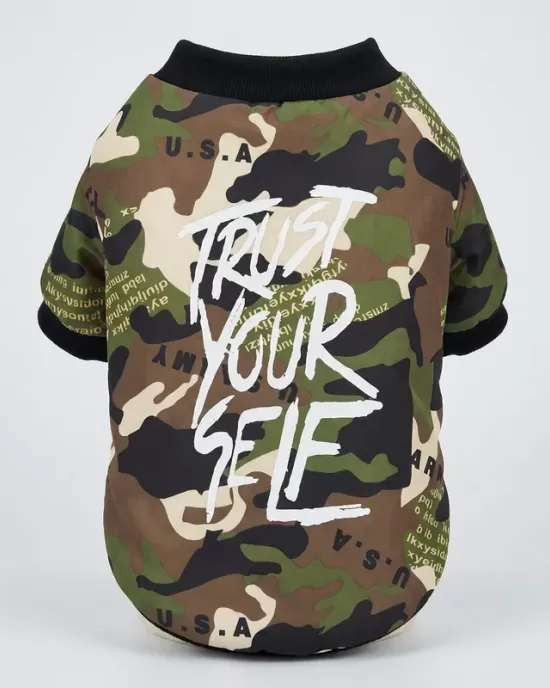 Στρατιωτικό Καμουφλάζ Τζάκετ με Φερμουάρ "Trust Your Self" για Σκύλους