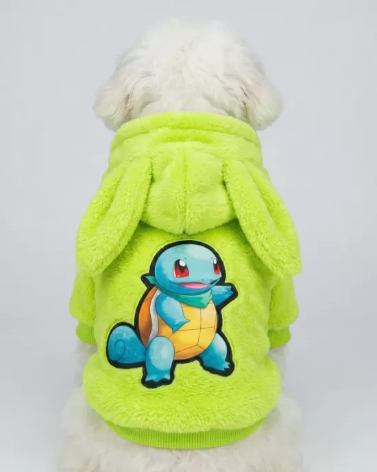 Χαριτωμένο Φούτερ με Κουκούλα Squirtle Pokemon σε Λαχανί/Νέον Πράσινο για Σκύλους