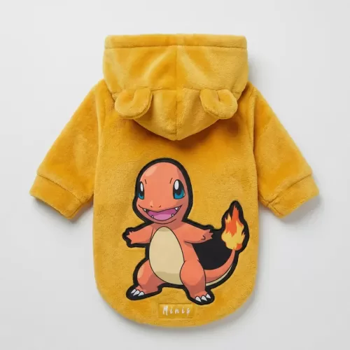 Χαριτωμένο Φούτερ με Κουκούλα Charmander Pokemon σε Μουσταρδί/Χρυσό Κίτρινο για Σκύλους