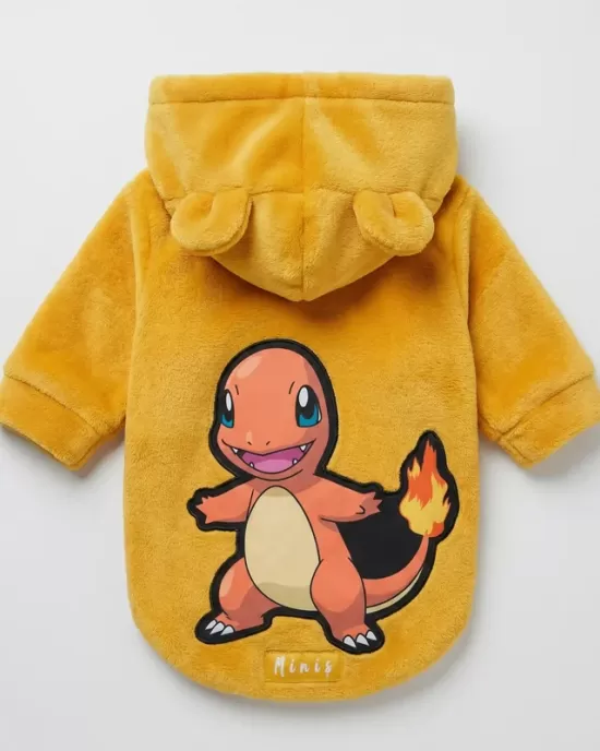 Χαριτωμένο Φούτερ με Κουκούλα Charmander Pokemon σε Μουσταρδί/Χρυσό Κίτρινο για Σκύλους