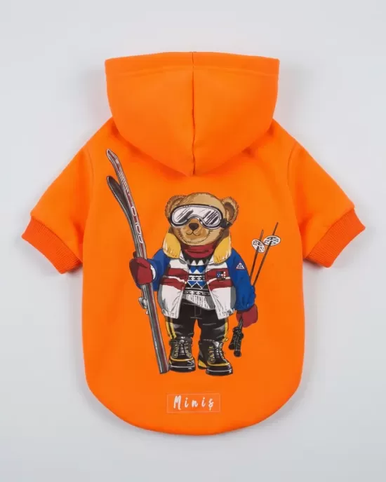 Φούτερ με Κουκούλα Polo Bear Σκιέρ σε Έντονο Πορτοκαλί για Σκύλους