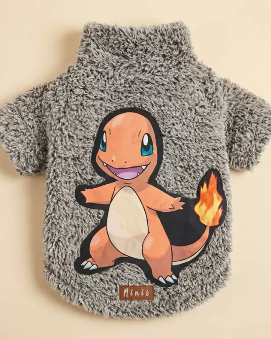 Ζεστό Πουλόβερ Sherpa με Charmander Pokemon σε Γκρι για Σκύλους