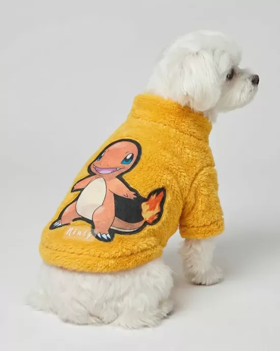 Μπλουζάκι Charmander από Πλούσια Γούνα σε Κίτρινο για Σκύλους