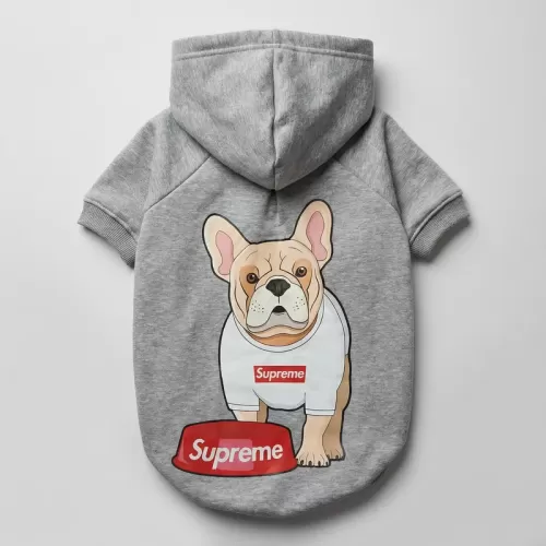 Φούτερ με Κουκούλα French Bulldog "Supreme" σε Γκρι Μελανζέ για Μεγάλους Σκύλους
