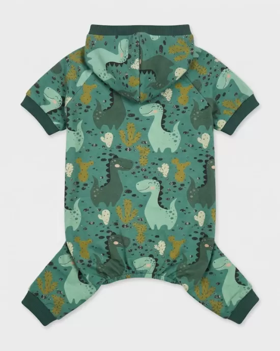 Πιτζάμα Ολόσωμη με Κουκούλα & Σχέδια Δεινοσαύρων – Πράσινη (PET-009)